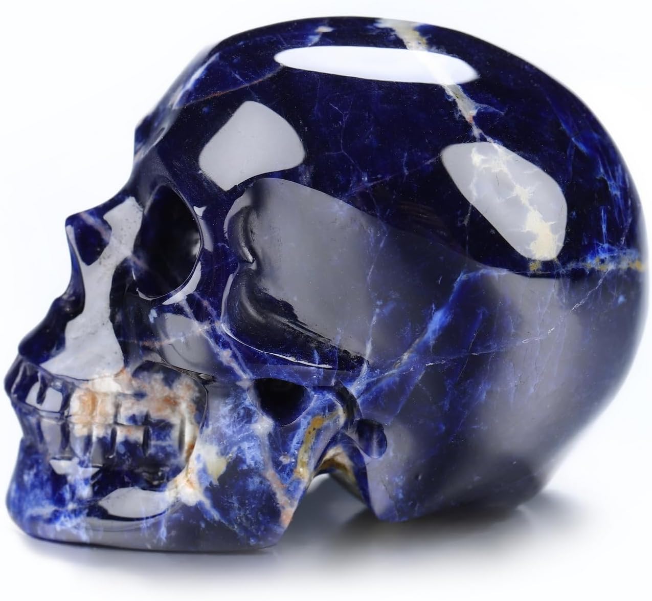 Skullis 2.0" Sodalite Crystal Skull, Hand Carved Gemstone Fine Art Sculpture, Reiki Healing Stone Statue.1483