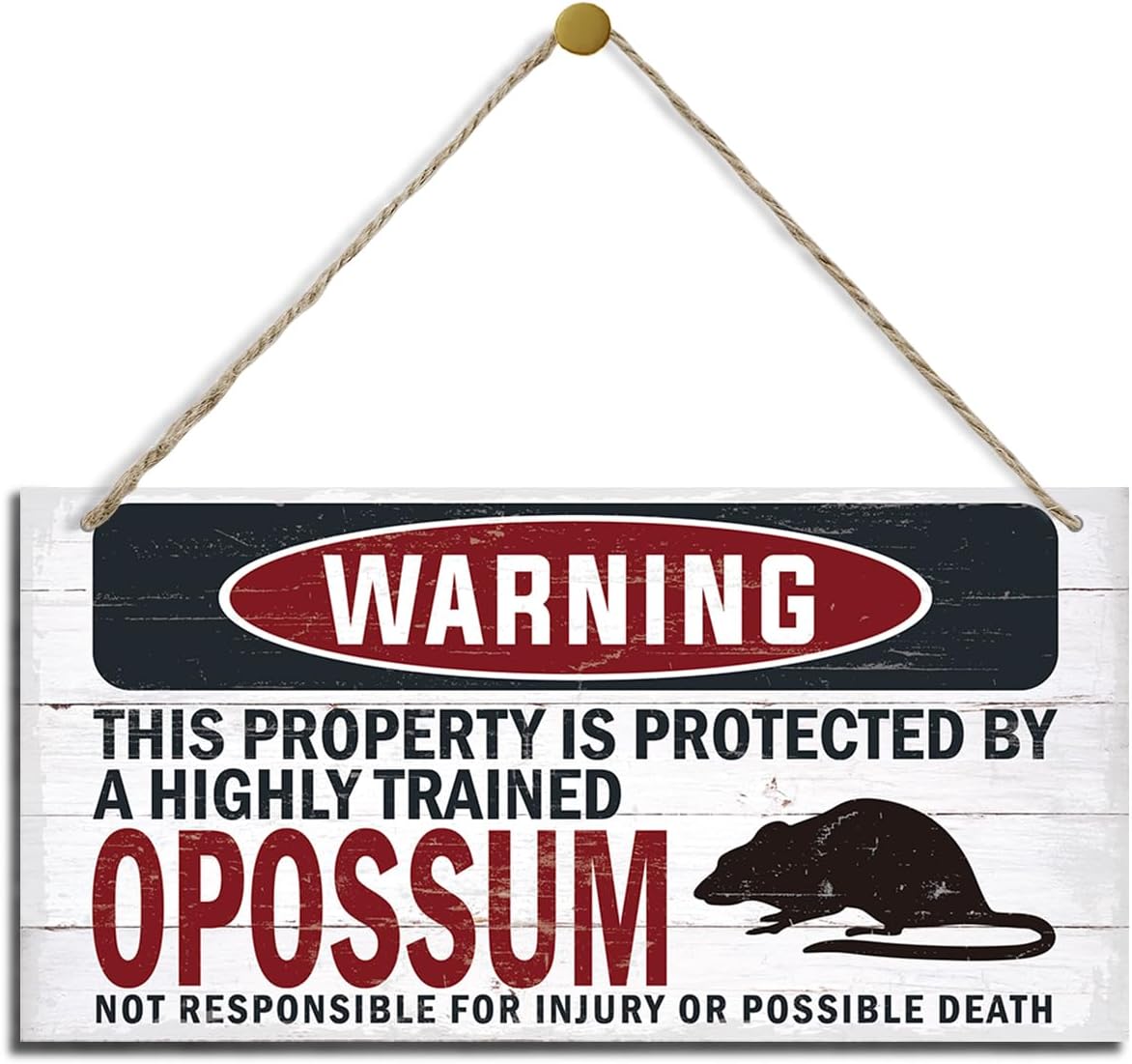 Warning Sign, Opossum Warning Wood Plaque Sign, Funny Door Signs, Decorative Wood Hanging Suspension Plaque, Farmhouse Wooden Wall Decor, Outdoor Hanging Wooden Signs