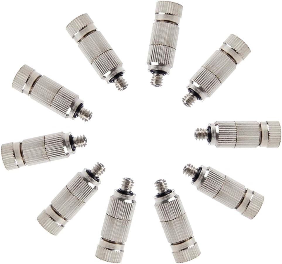 Metalwork 10 Pcs Stainless Steel Misting Nozzles For Outdoor Cooling Misting System, High Pressure Anti Drip Cleanable, 3/16" Thread (0.1mm)