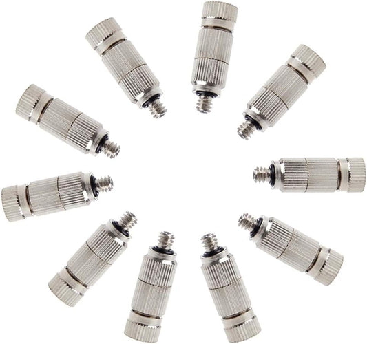 Metalwork 10 Pcs Stainless Steel Misting Nozzles For Outdoor Cooling Misting System, High Pressure Anti Drip Cleanable, 3/16" Thread (0.4mm)