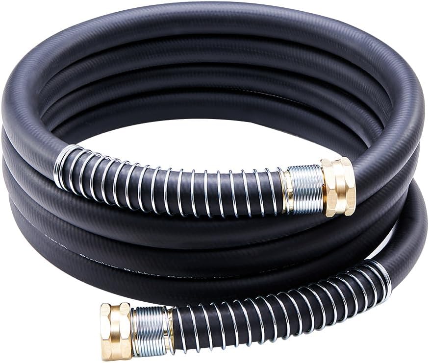 Leader Garden Hose 10ft x 5/8", Heavy Duty Short Water Hose, Female to Female Fittings, Five Layered Braiding for Durability, 1000PSI Burst, 200PSI Working (Black)
