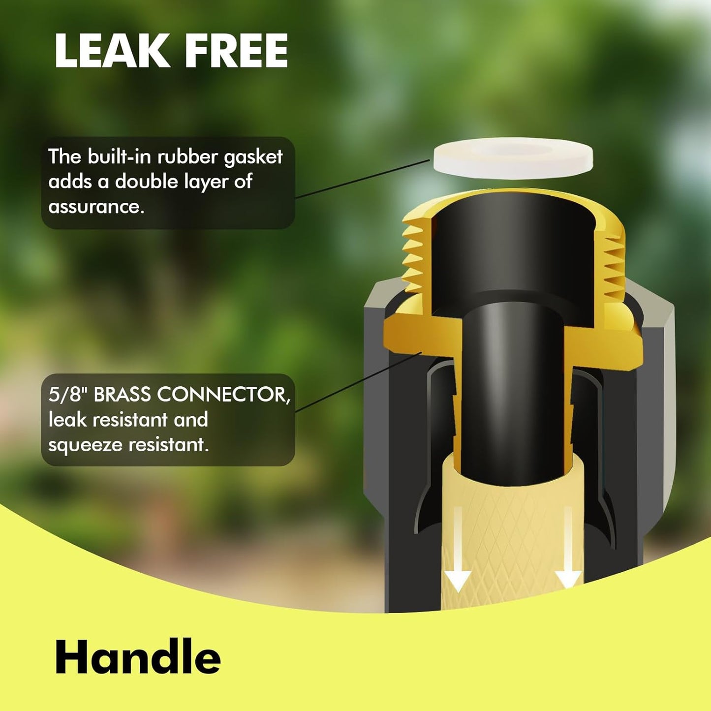 Garden Hose 3FT - PHLEX PRO Water Hose Heavy Duty Premium 5/8'' Rubber 3-Layer, Innovation Flexible Hybrid Lightweight Water Hose, Full Brass Male to Female Fittings