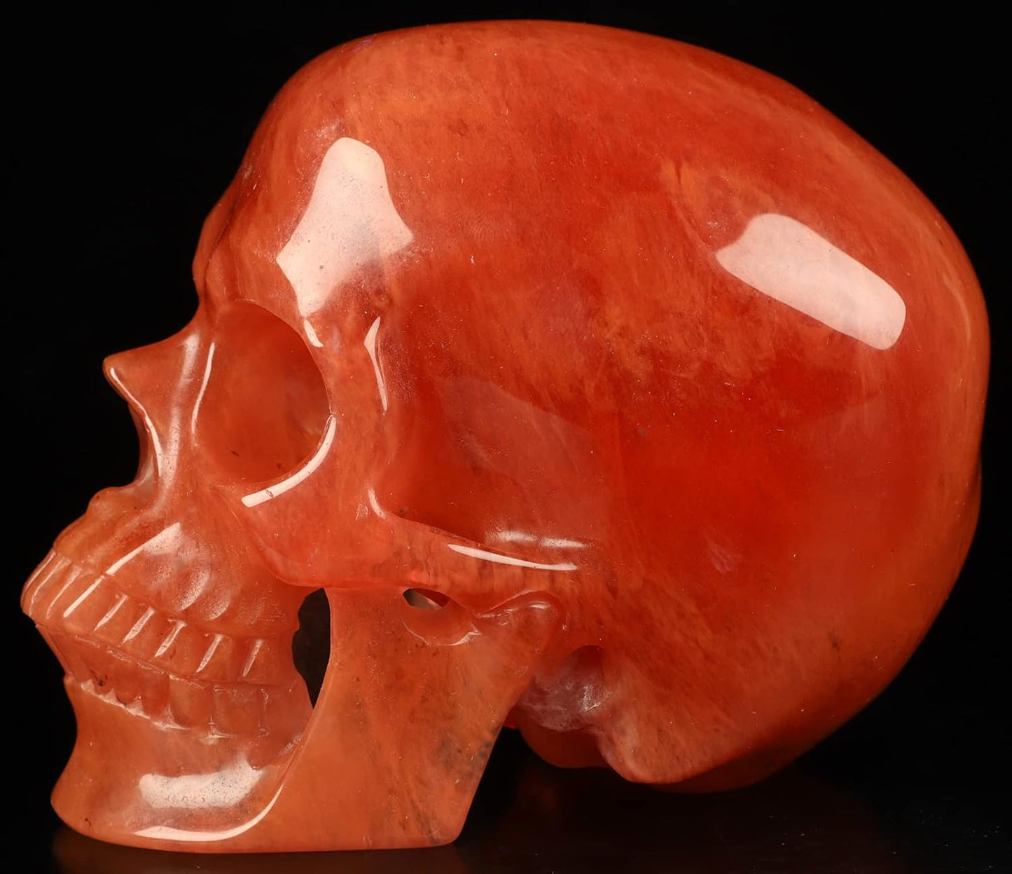 Skullis 5.0" Smelted Quartz Super Realistic Crystal Skull, Hand Carved Gemstone Fine Art Sculpture, Reiki Healing Stone Statue.2026 Z8