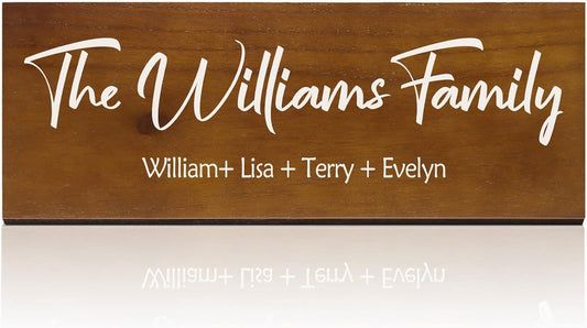 Bemaystar Personalized Family Name Wooden Sign, Family Established Sign, Home Gifts for housewarming, Wedding Gift, Mother's Day Gift, Rustic Farmhouse Decor Sign 16" x 6"