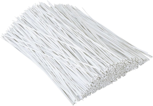 1000 pcs 10 inch White Cable Twist Ties Plastic Twist Ties with Rugged Metal Innercores Reusable Fastening Cable Cord Wire Ties