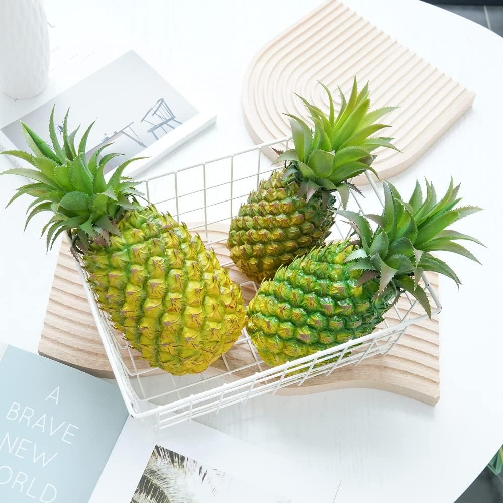 QIRMIZI 2 Pack Artificial Pineapple -Simulated Fruit Decoration, Lifelike Fake Fruit Model, Perfect for Home Decor, Kitchen, Party & Photography Prop – Realistic & Eco-Friendly,Green Large