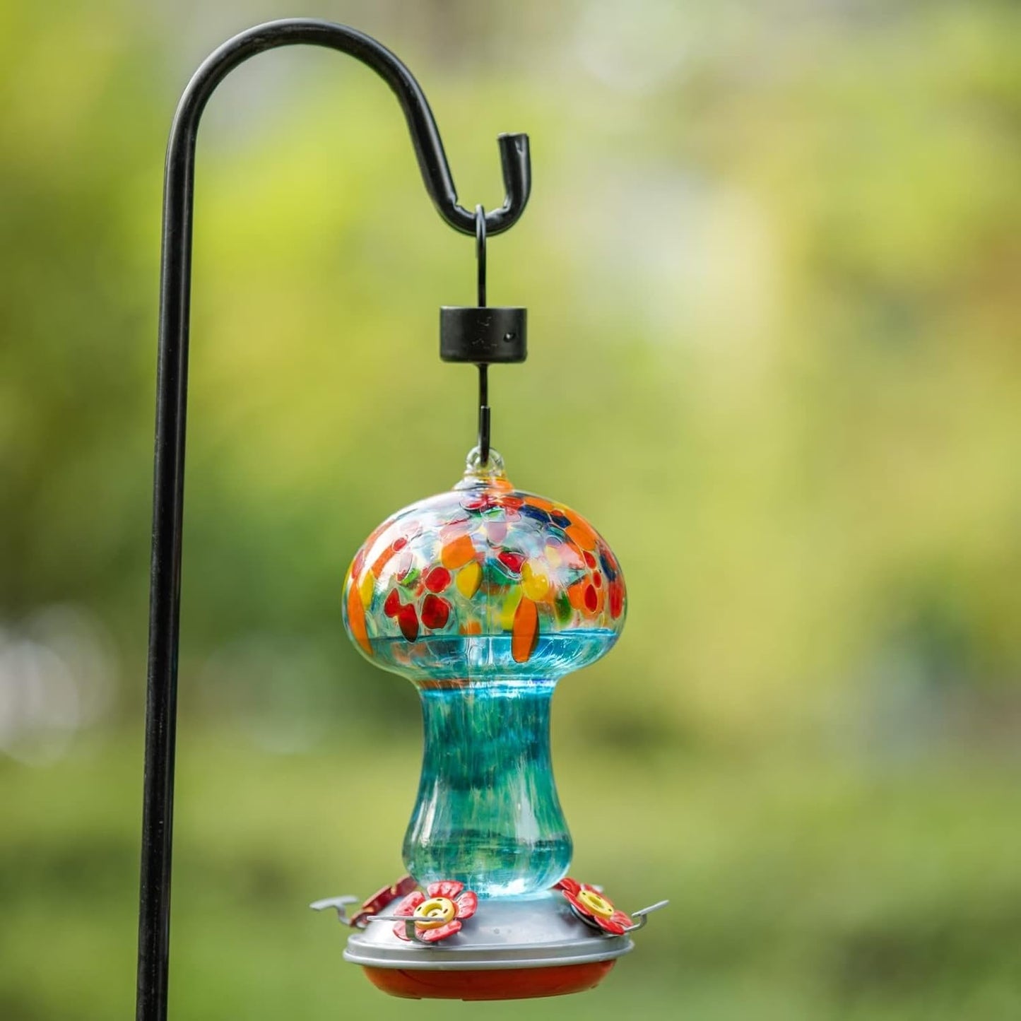 Muse Garden Gifts for Women Hummingbird Feeders for Outdoors Hanging Ant and Bee Proof, Blown Glass Hummingbird Feeder with Ant Moat, Christmas Gardening Gifts for Women Mom, 28OZ, Tropical Islands