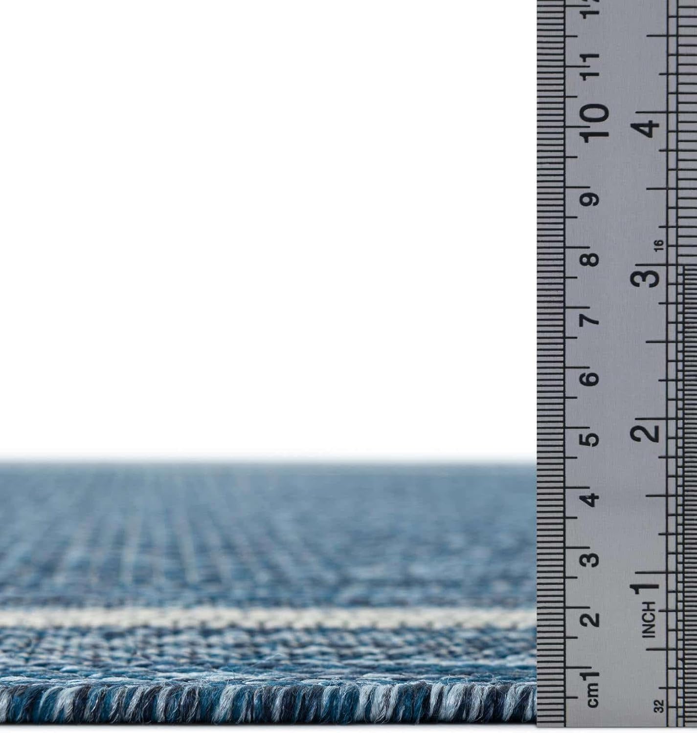 Unique Loom Outdoor Border Collection Area Rug - Soft Border (10' Round Blue/Ivory)