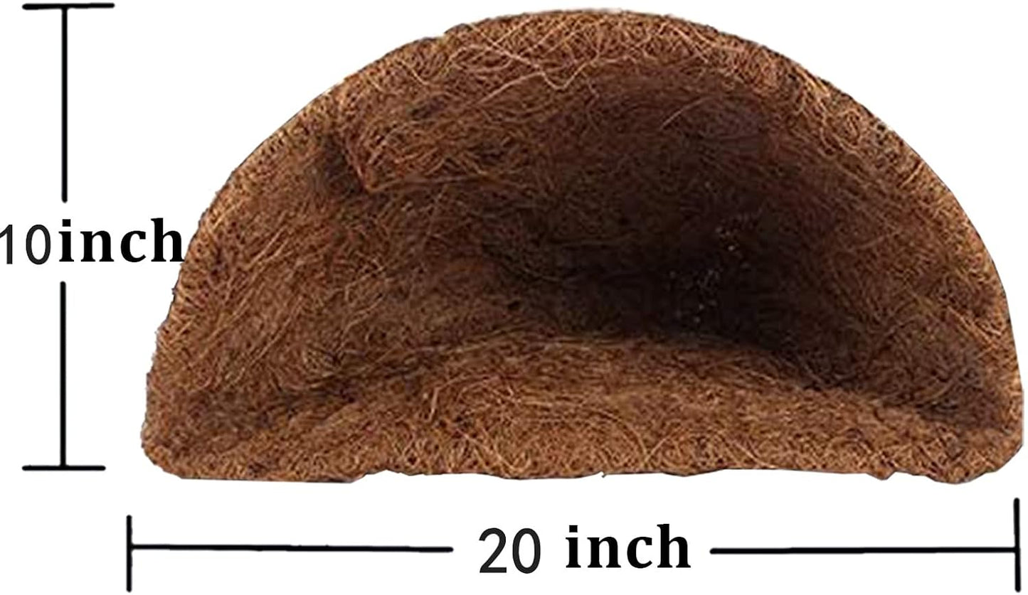 2PCS Half Round Hanging Basket Liners Replacement Coco Liner for Hanging Basket Wall Flower, 100% Natural Coconut Fiber Plant Basket Liner for Garden Planter Flower Pot (20 inch)
