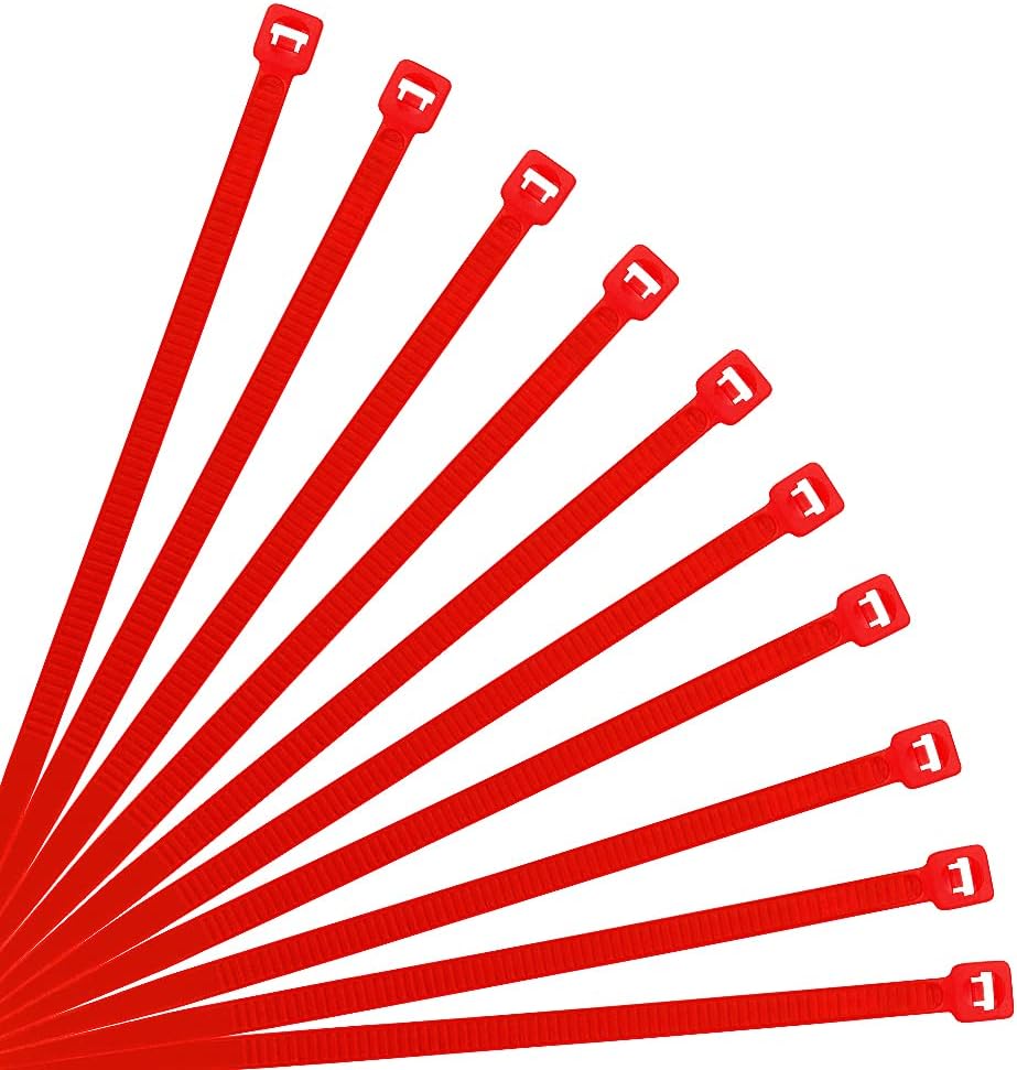 XINGO Nylon Cable Zip Ties Self Locking Plastic Wire Ties with 40 Lbs Tensile Strength for Indoor and Outdoor 12 Inch 500 Pack Red