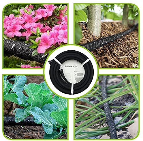 Soaker Hose -Garden Hose 100 FT with 1/2’’ Diameter Interface- Saves 70% water Great for gardens/flower beds/Seedling (100 FT)