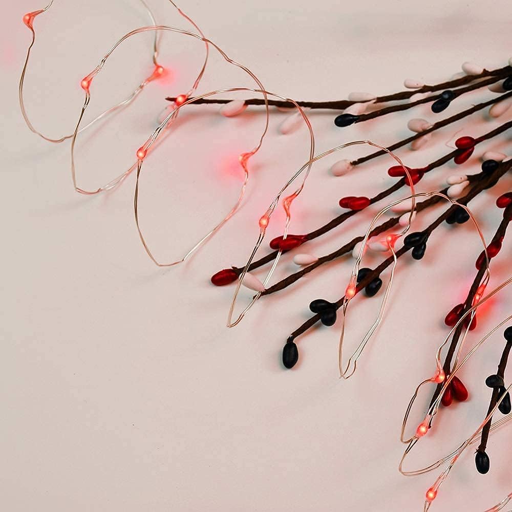 2 Pack Solar Powered Fairy String Lights Outdoor Waterproof 8 Modes Twinkle Christmas Decorations Lights, Each 33ft-100LED, 40ft-120LED, 66ft-200LED, 80ft-240LED, (Red, 66)