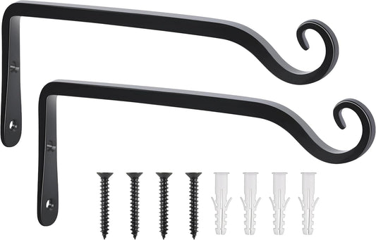 Gtongoko 2 Pack 10 Inch Metal Plant Hangers Wall Hooks for Hanging Plant Brackets, Outdoor Hooks for Hanging Bird Feeders, Flower Baskets, Lanterns, Wind Chinme, Solar Lamps