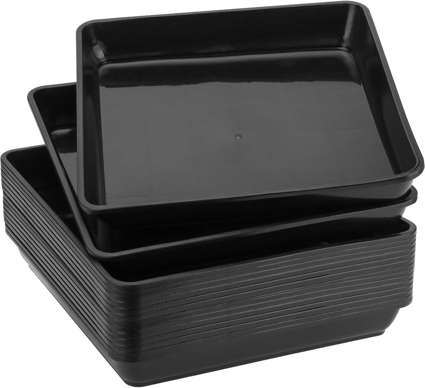 JOIKIT 15 PCS 7 x 7 Inch Square Plant Saucer, Plastic Plant Saucer Drip Tray, Square Flower Pot Tray for Indoors and Outdoor Plant Pots, 1 Inch Deep, Black