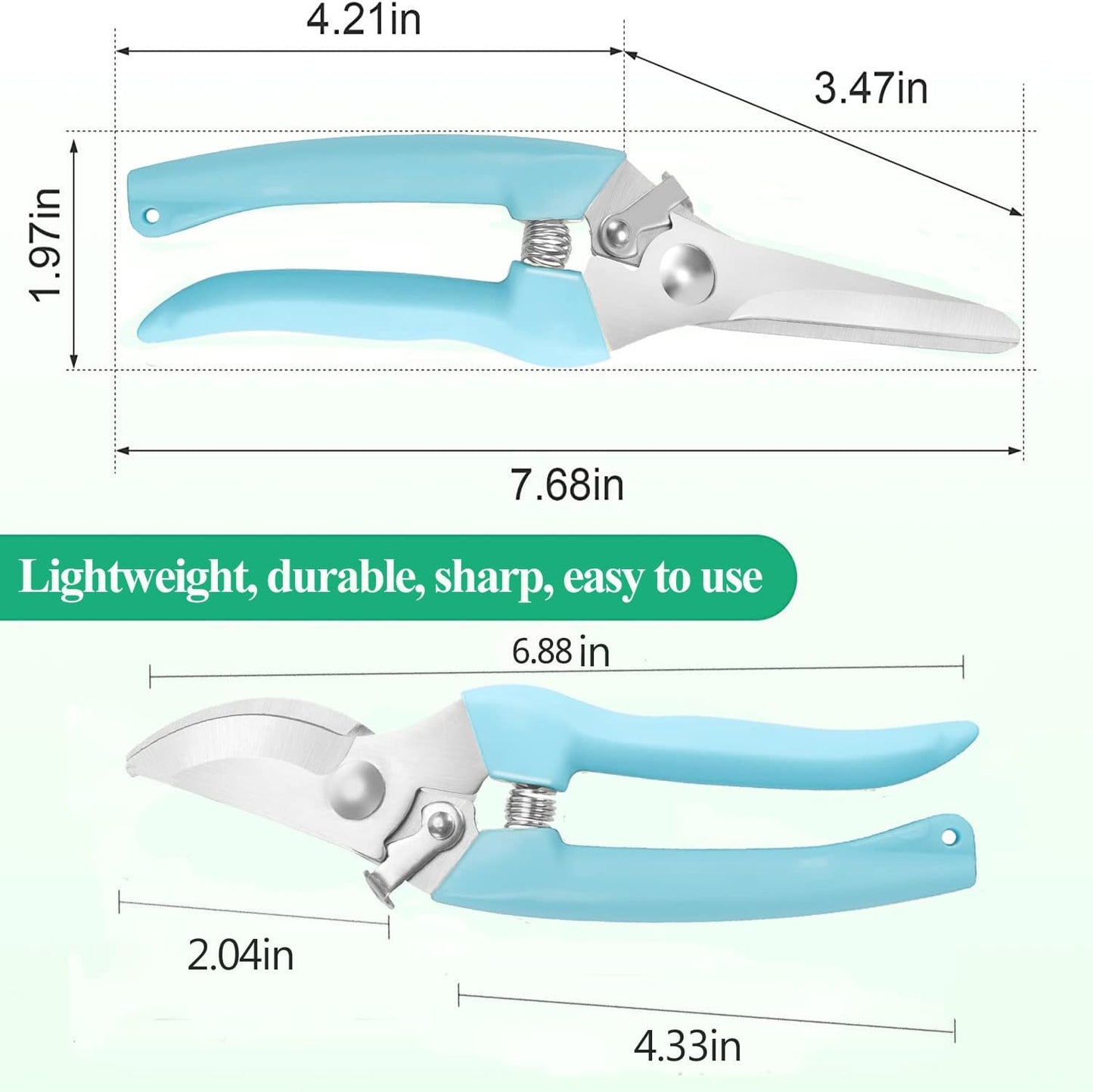 Premium Garden Shears, Pruning Scissors Gardening Tools, Pruners For Flower, Bushes, Rose And Fruit Tree, Use For Florist, Yard And Orchard the Plant Clippers, Sharp White Steel Anvil Snips