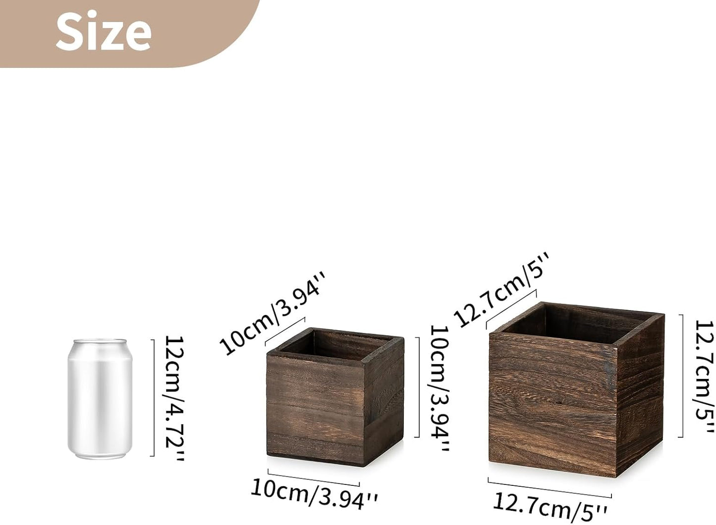 NUPTIO Wooden Box for Centerpiece Wedding: 12 Pcs Rustic Square Planter Box for Christmas Centerpiece Table Fall Decorations - 4×4" & 5×5" Small Wood Vases Flower Pots for Windowsill Home Garden Decor