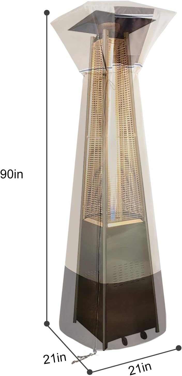 Outdoor Square Patio Heater Cover - Water-Resistant Heavy Duty Oxford Fabric with Zipper, PU Coating, Anti-UV, Windproof, Anti-Dust (90"*21"*21")