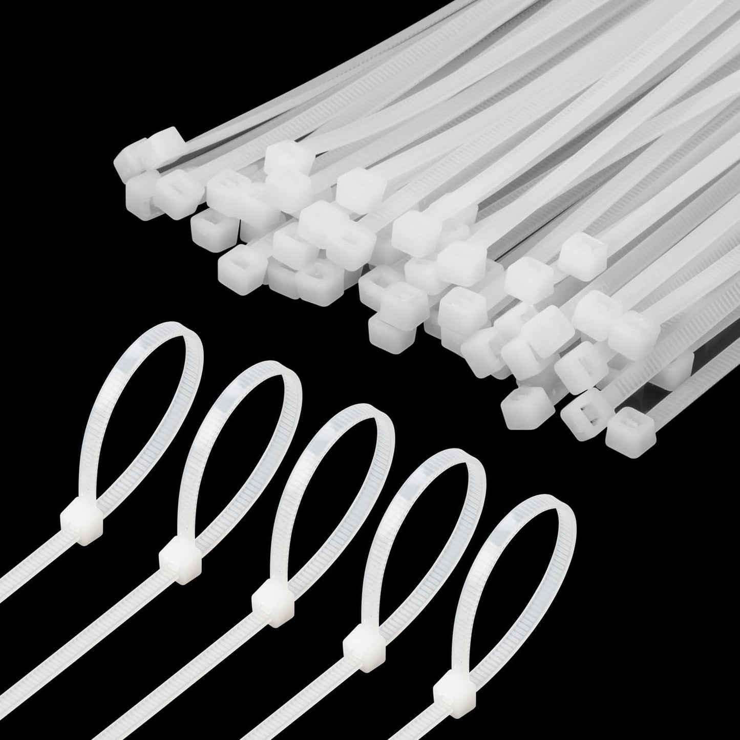 8 Inch White Zip Tie 1000 PCS, 40 Lbs - Small to Medium Zip Tie, Nylon PA66 UV Resistant Cable Tie Heavy Duty for Indoor and Outdoor Use - Ideal for bundling and securing objects
