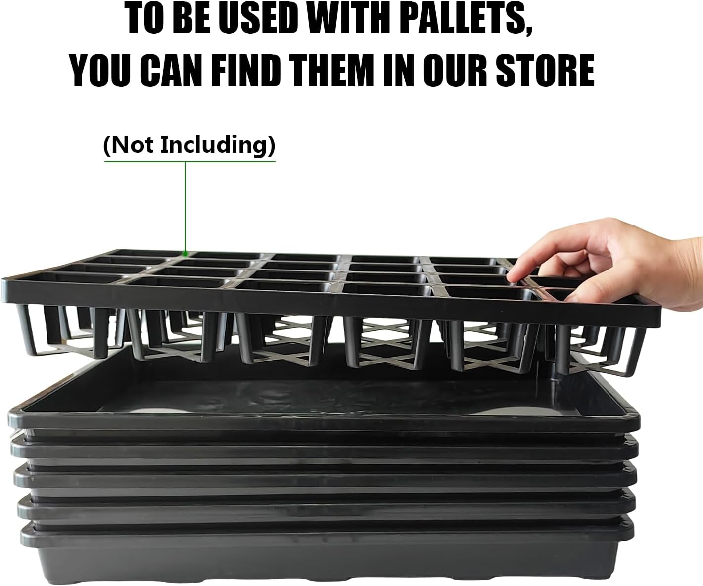 5 Pack Nursery Potting Tray, Carrying and Holding Plant Tray for Seeds Starting Pot, Collecting Drainage Water(Black)