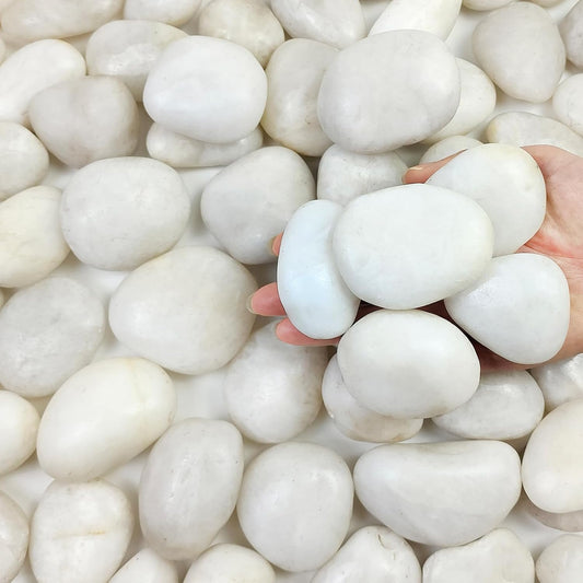 10 lbs Large River Rocks for Landscaping, 2-3 inch Polished White Pebbles for Plants, Decorative White Stones for Planters Vase Aquarium and Outdoor Garden Rocks