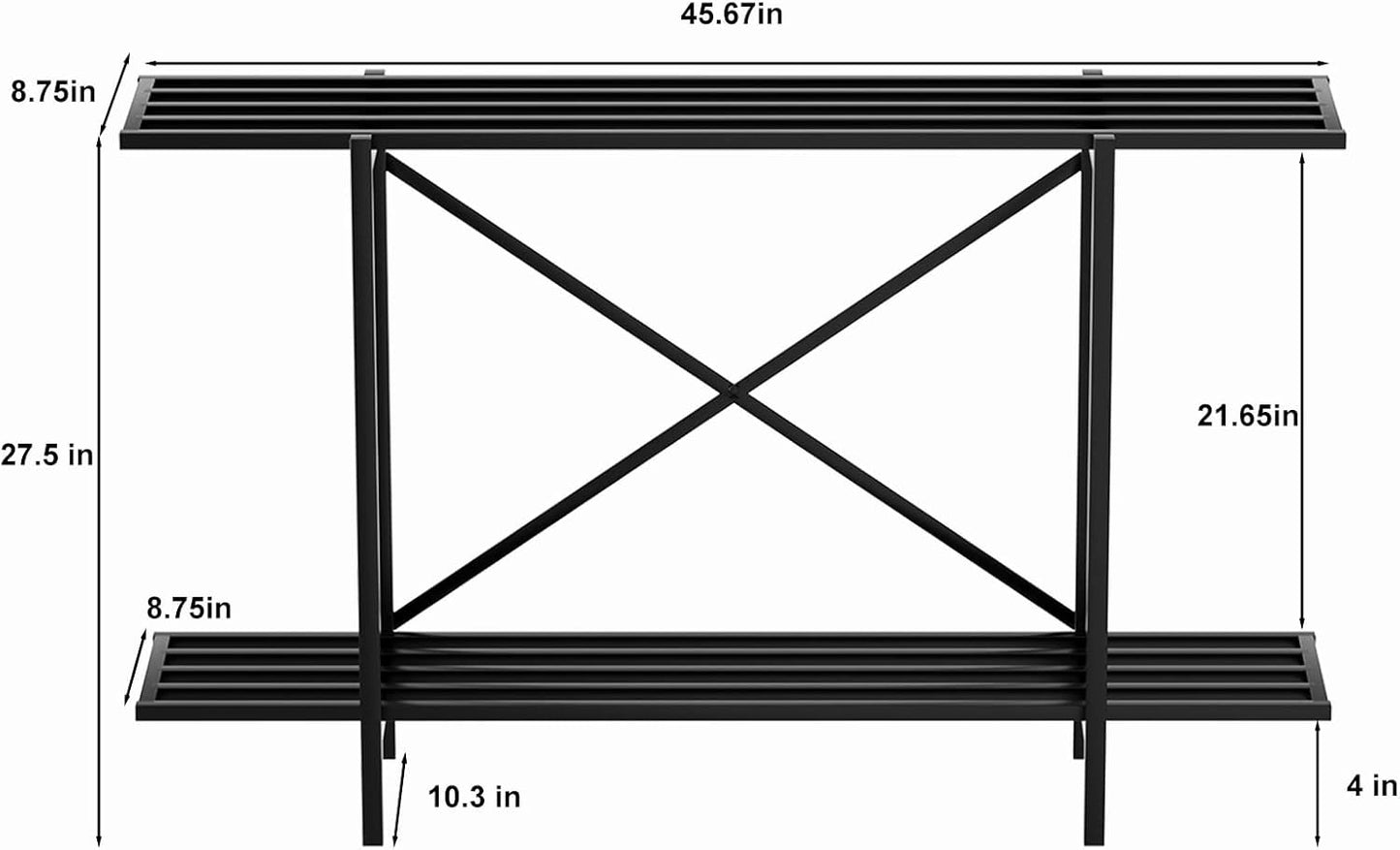 Zhongma 2 Tier Metal Sturdy Heavy Plant Stand, Narrow Plant Stand Indoor and Outdoor, L45.67 x W10.3 x H27.5 inch, 440 LBS Capacity & Heavy Duty Construction. …