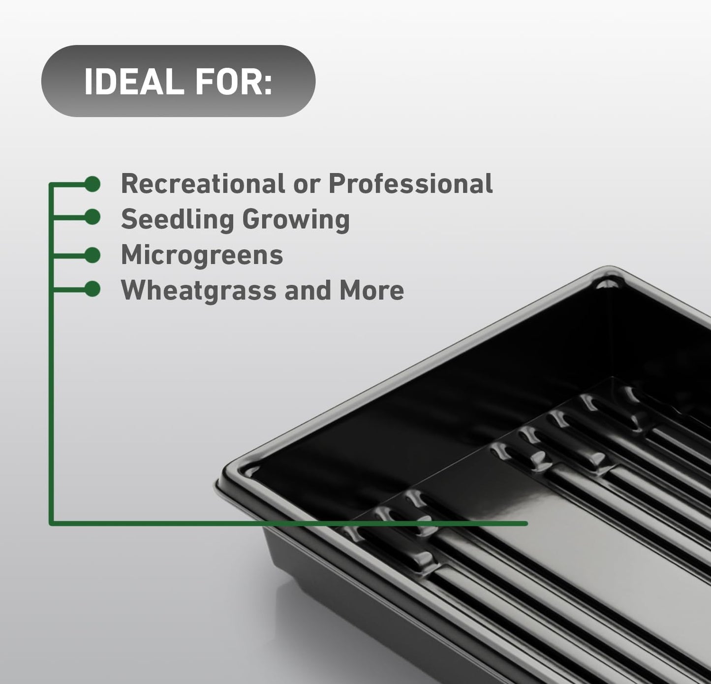 10x20 Inch Black Plastic 25 Pack Plant Propagation Tray – Growing Trays for Garden, Planting, Seedling, Soil & Hydroponic Horticulture - Microgreen Trays Grow Plants - No Drain Holes