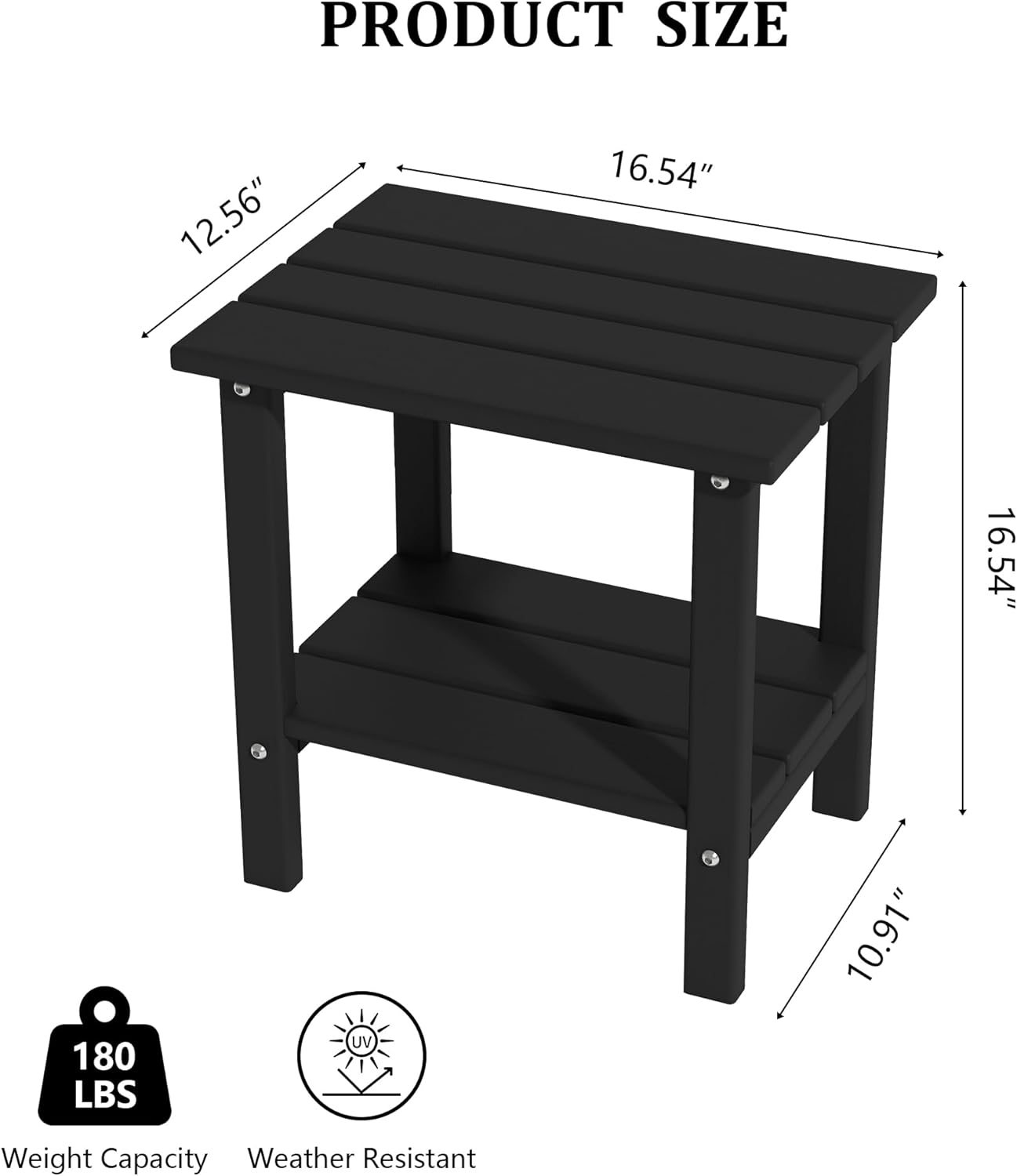 Weather Resistant Outdoor Side Tables Set of 2, Adirondack HDPE Small Outdoor Table, 2-Tier Small Patio Tables for Outside or Indoor,Gray