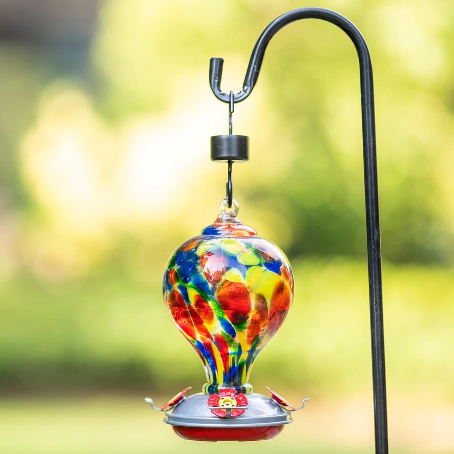 Muse Garden Hummingbird Feeders for Outdoors Hanging, Blown Glass Hummingbird Feeder Gifts for Mom, Garden Backyard Decor for Outside, Unique Gifts Idea for Women, 32OZ, Rhapsody
