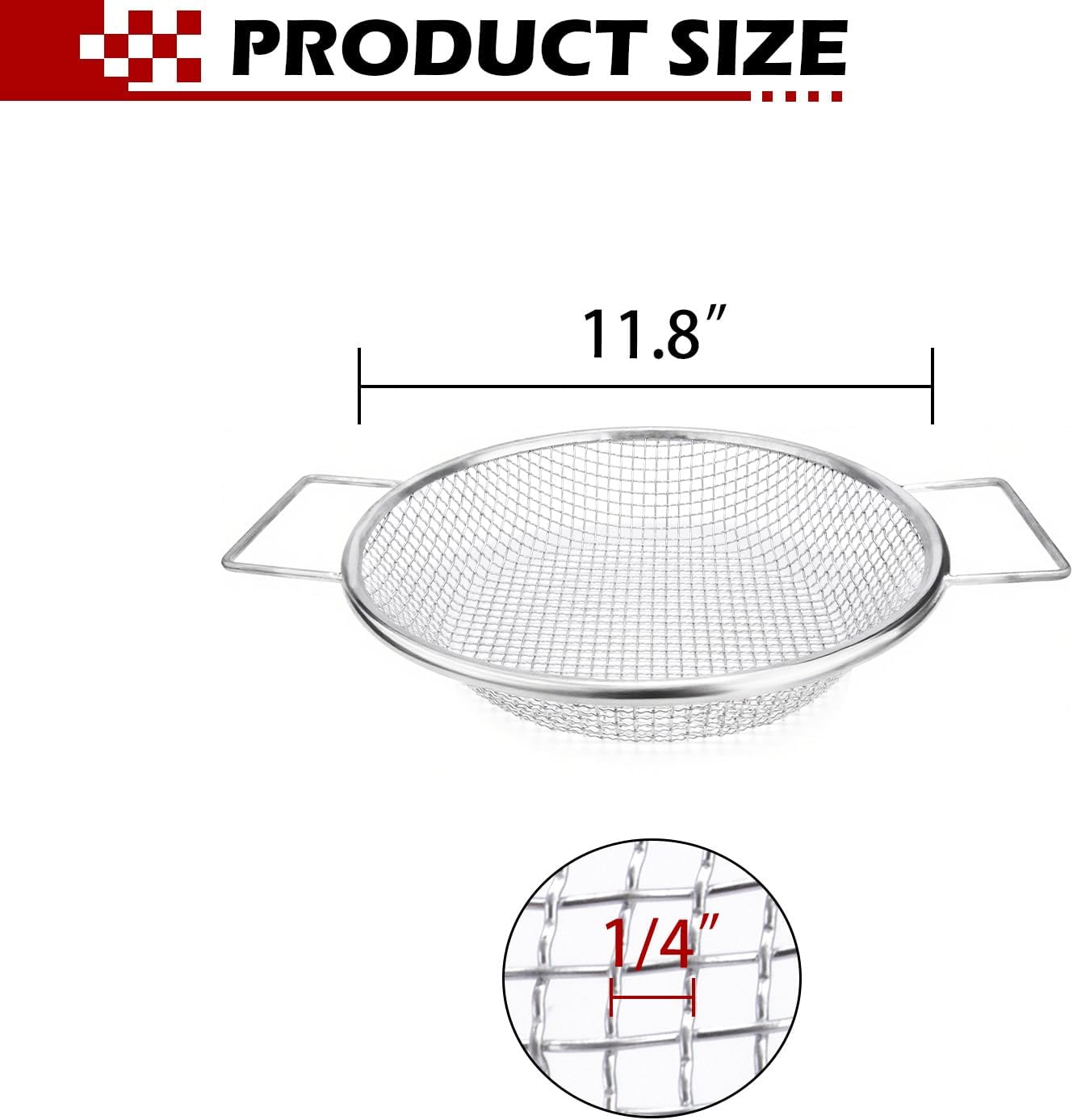 Stainless Steel Garden Sieve with Handles for 5-Gallon Bucket，1/4 inch Mesh，Commonly Used with Soil, Sand, Gravel, and Other Media