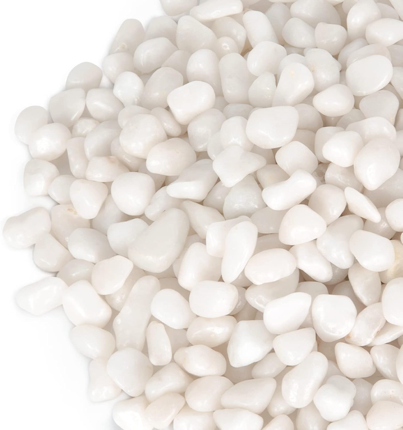 GASPRO 5lb Pebbles for Indoor Plants, Vases, Succulent, 3/8" Small Decorative White Rocks, High Polished