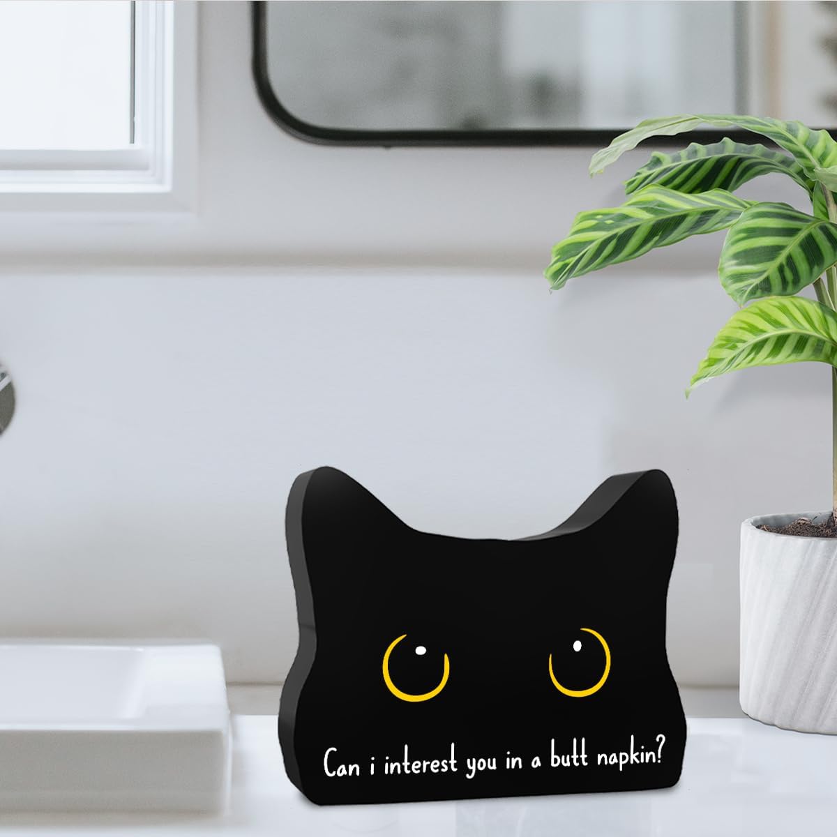 Can I Interest You in a Butt Napkin Funny Bathroom Acrylic Decor Sign Black Cat Decor Cat Decor for Home Bathroom Cat Lover Gifts For Women Men