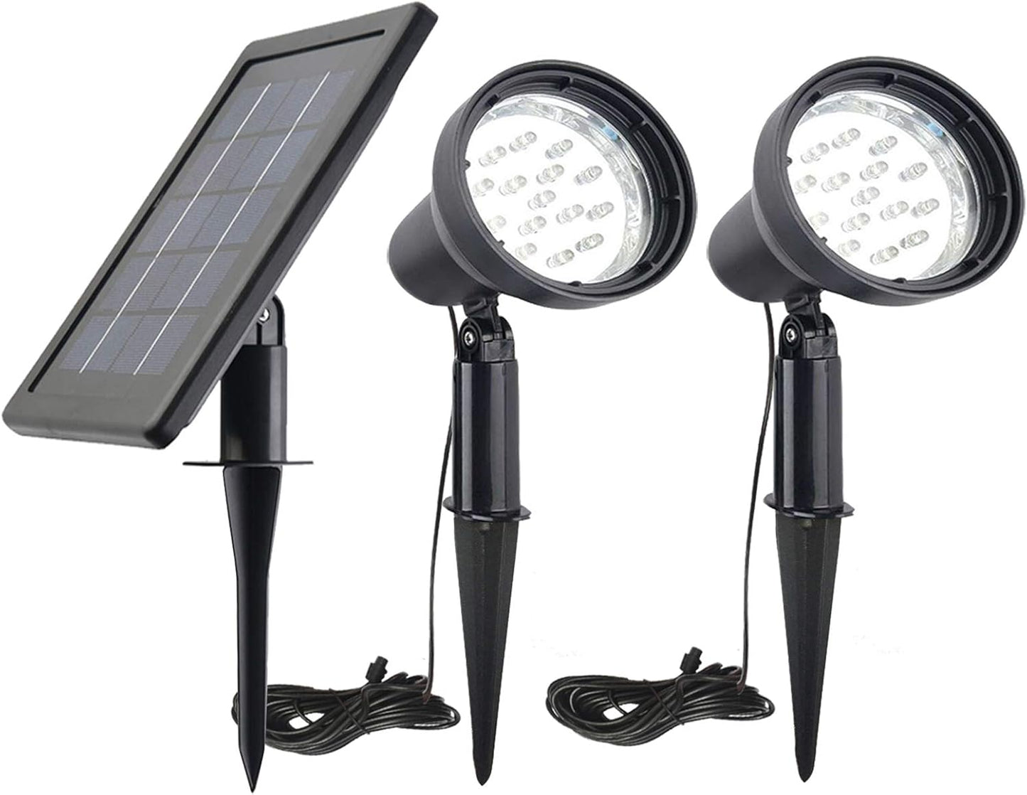 SUNLONG Solar Powered Spot Lights Outdoor Waterproof 2 in 1 Bright Solar SpotLights Power Adjustable for Flag Yard Flagpole Landscape Dusk to Dawn 2 x Spots White