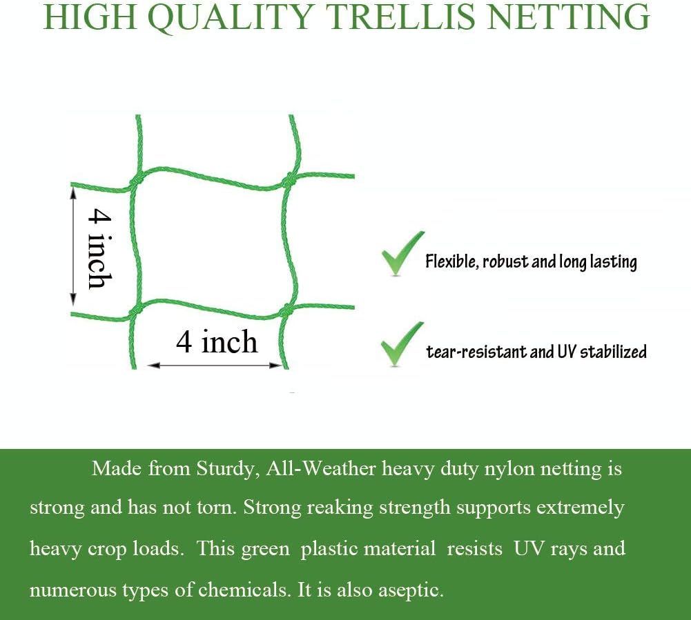 Trellis Netting for Climbing Plants - Heavy Duty Garden Trellis Netting for Cucumber, Vine, Fruits & Vegetables Tomato Plants Trellis Net, Climbing Vining Plants (1-Pack 32.8' x 6.6'Ft)