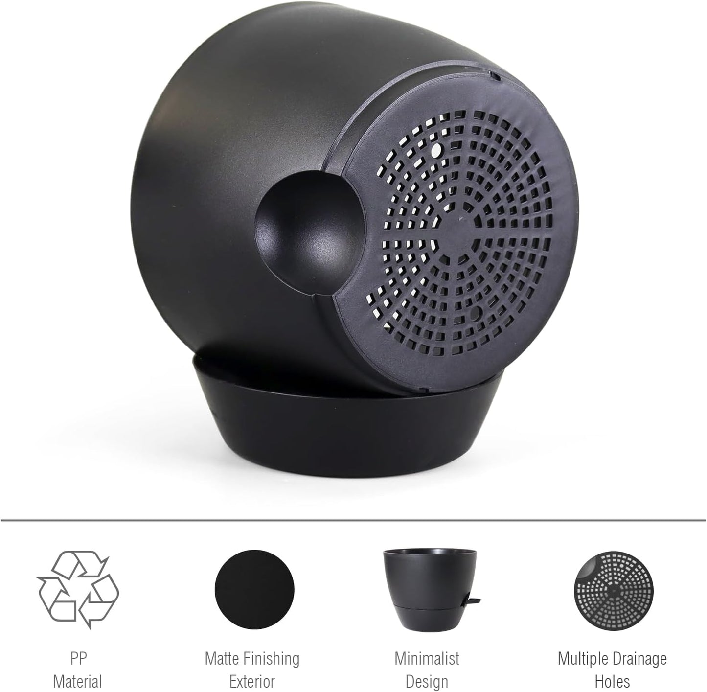 12 inch Large Self Watering Pots for Indoor Outdoor Plants, Flower Plant Pots with Mesh Drainage Holes for Garden House, Plastic Planters with Reservoir for Home Decor, Black