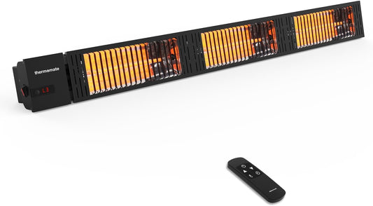 ThermoMate Infrared Outdoor Patio Heater, 4500W Carbon Fiber Heating for Porch, Deck, Garage with Remote 24 Hours Timer, Hard Wired 240V