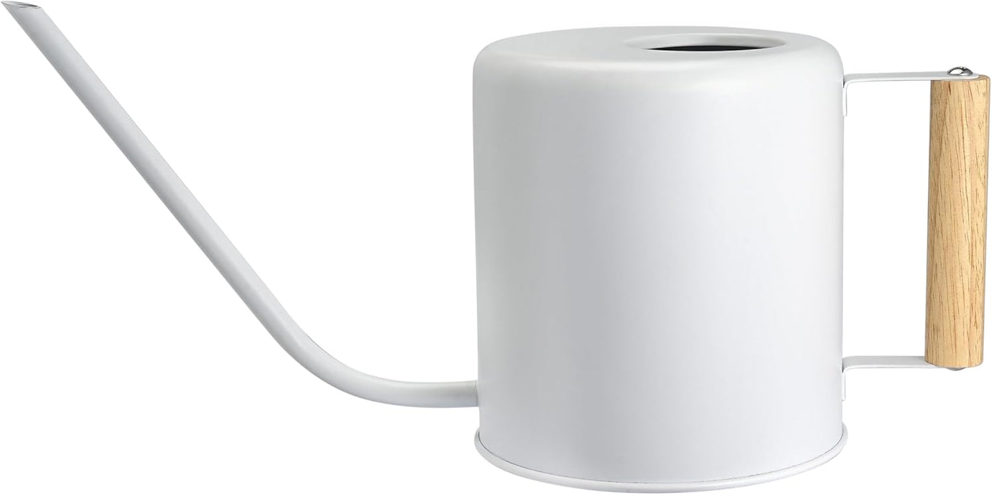 1.5 Liter Watering Can for Indoor Plants, House Plants, Flower Watering, Outdoor Plants - Small Metal Watering Can with Long Spout (White)
