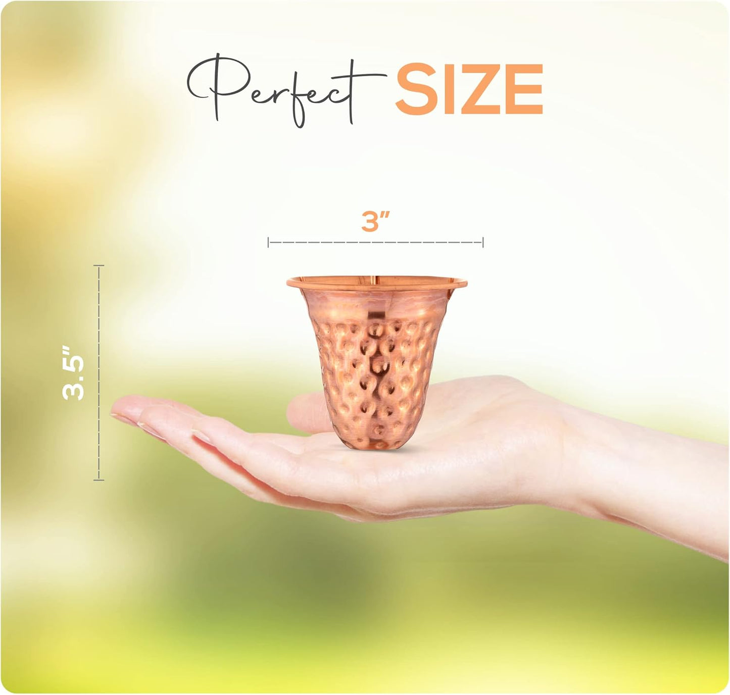 Copper Hammered Rain Chain – Decorative Chimes & Cups Replace Gutter Downspout & Divert Water Away from Home for Stunning Fountain Display – 6.5’ Long for Universal Fit – Bell Style