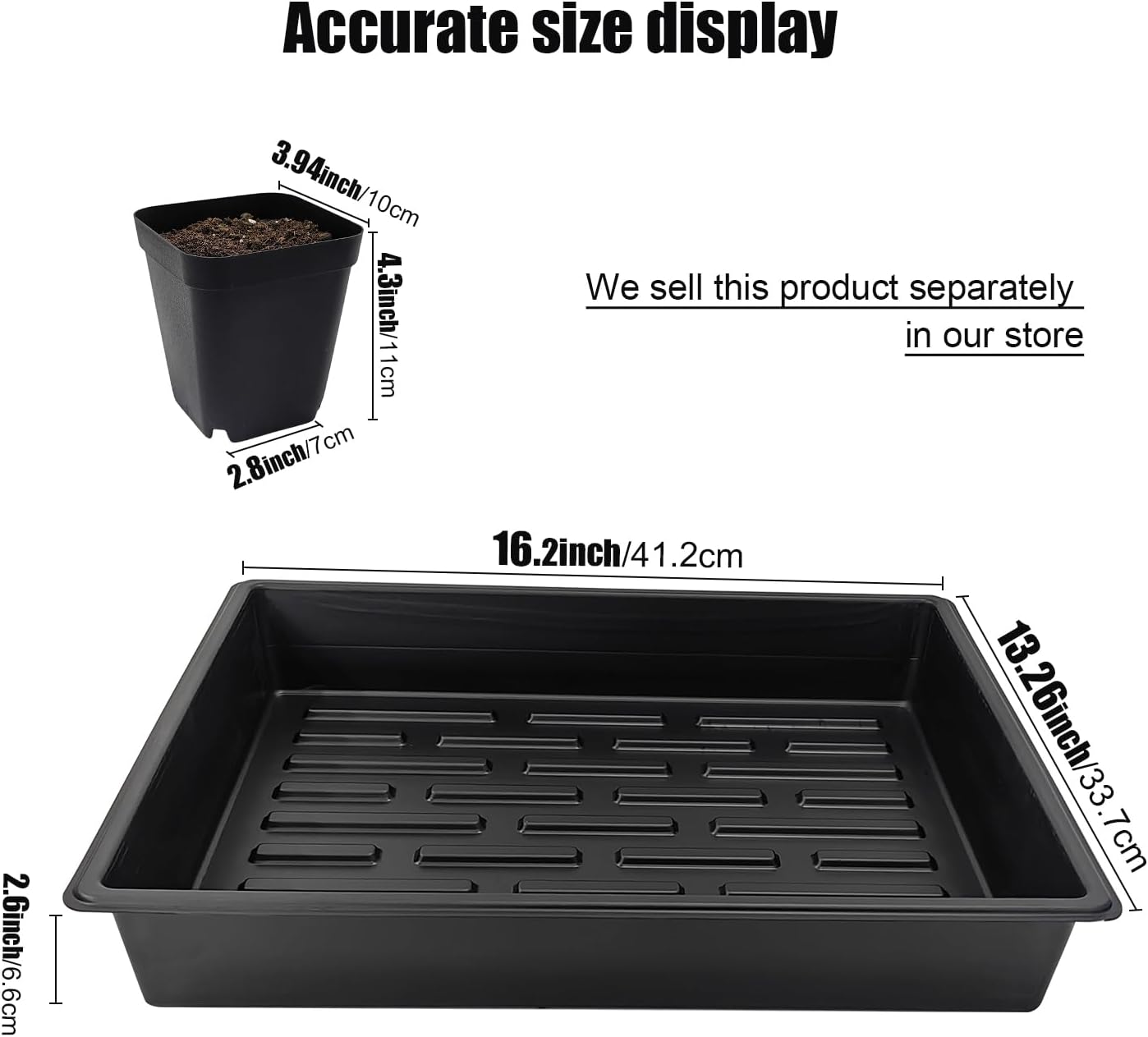 4 inch (10CM) Square Nursery Pots 60pcs, Sturdy Seedlings Trays 5 Pcs, Seeds Starter Germination Tray, Microgreening Planter Nursery Propagation 5 Sets