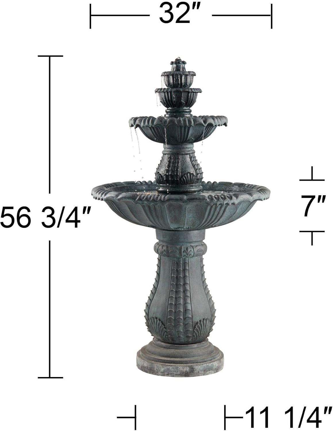Hampton 56 3/4" High Large Italian Outdoor Decor Slate Stone Floor Fountain with Light LED Waterfall 4-Tier Standing Basin Water Feature for Outside Garden Patio Yard Backyard Porch - John Timberland