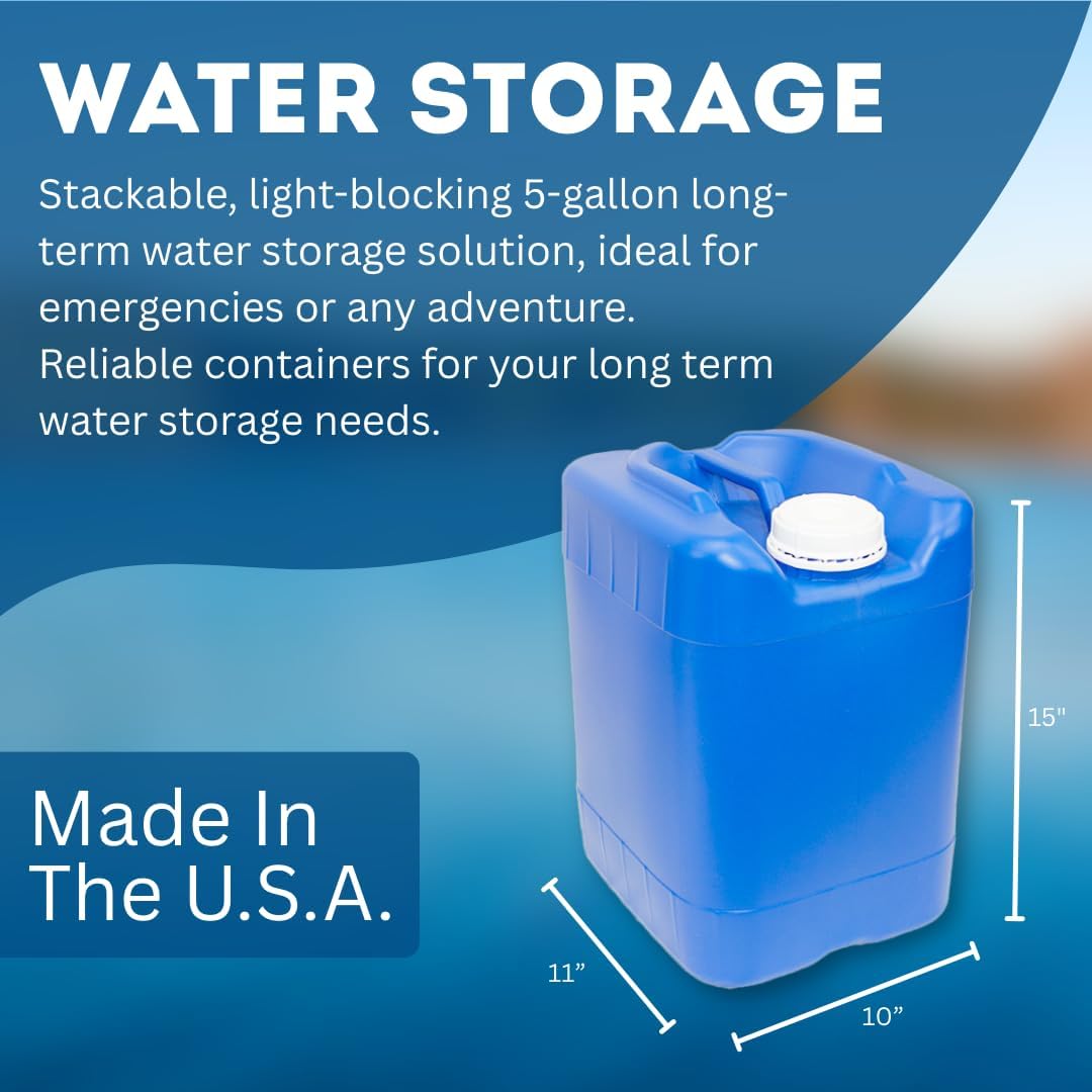 5-Gallon Stackable Water Storage Containers, w/Lids + Spigots, Easy Fill, Survial Supply, Emergency Water Storage for Camping and Disaster Preparedness, RV, Camping, 40 Gallon Set (8 Tanks)
