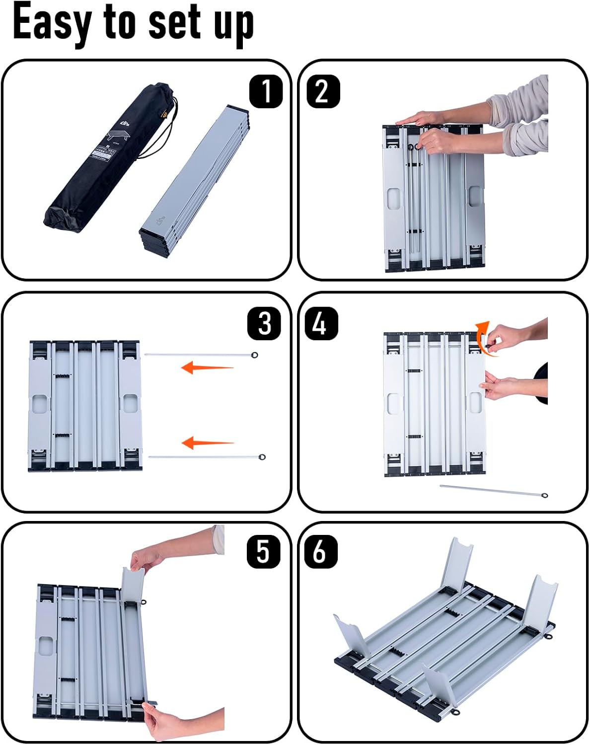 iClimb Ultralight Compact Mini Beach Picnic Folding Alu. Table with Carry Bag, Two Size (Silver - S)