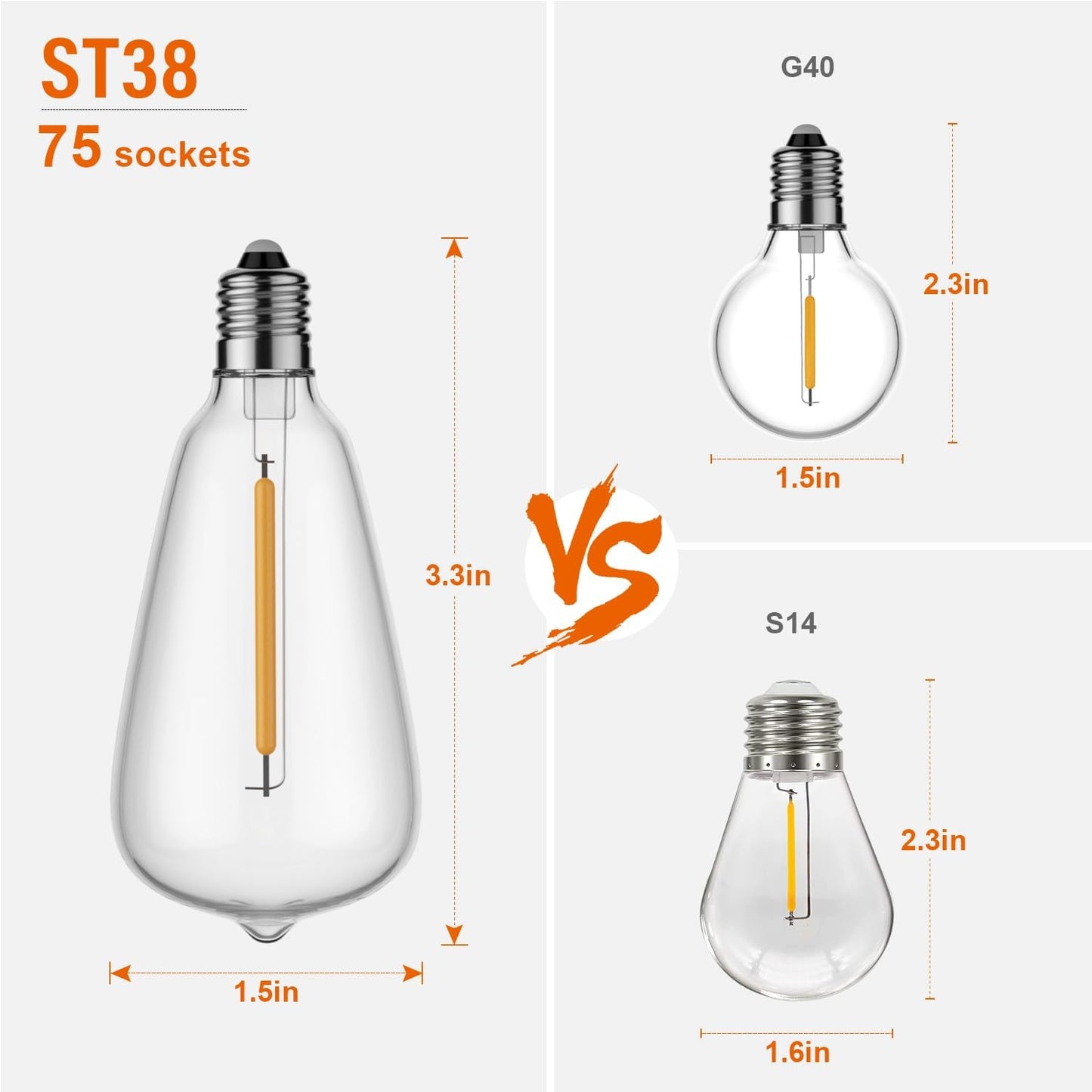 150FT Outdoor String Lights with Remote, Garden Patio Decor with 2500K Warm White, 75+3 LED Edison Bulbs, Support Timer Dimmable Waterproof Shatterproof for Yard Outside Porch Deck Backyard