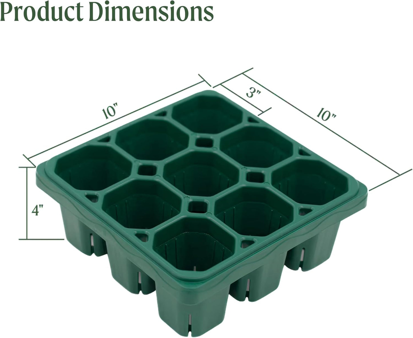 Vego garden Giga Seedling Trays - 2 Pack, 9-Cell UV-Resistant Reusable Starter Trays for Greenhouse/Garden (No Lids)