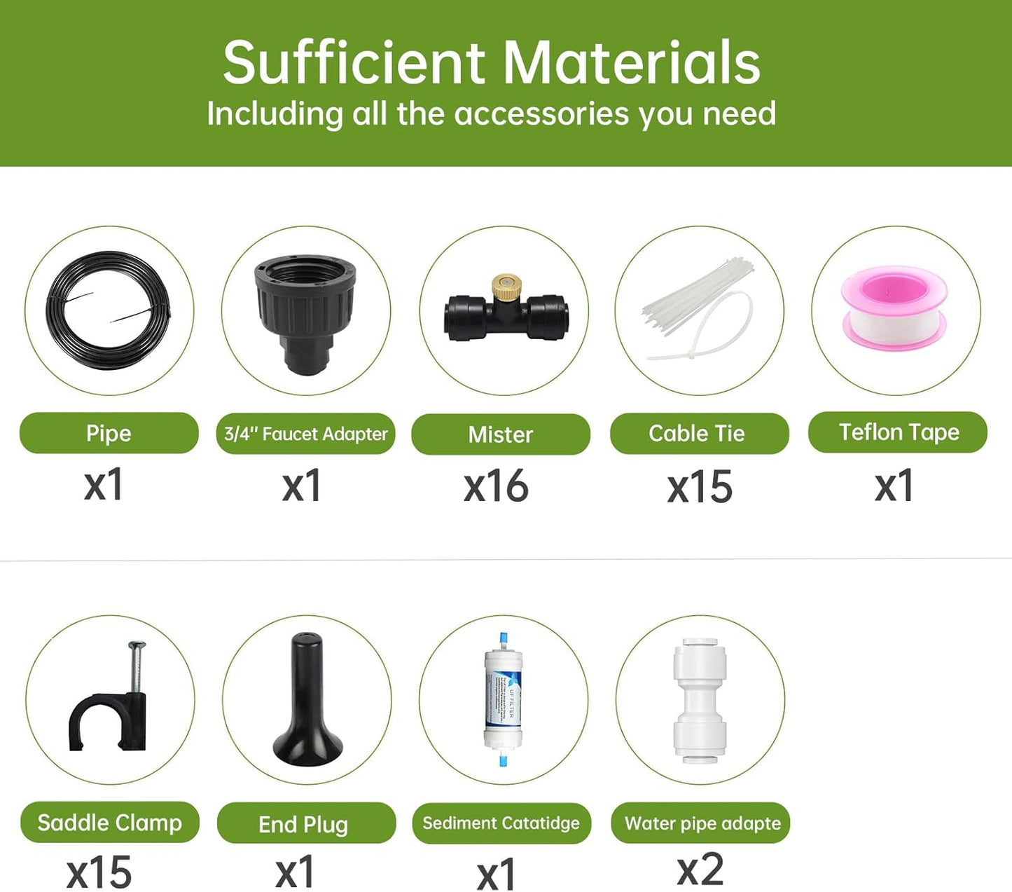 50FT Outdoor Misting Cooling System‌ - Patio Garden Kit with ‌Brass Nozzles & UV Tubing‌, DIY Install for ‌Pool, BBQ, Greenhouse‌, Water-Saving High Pressure Cooler