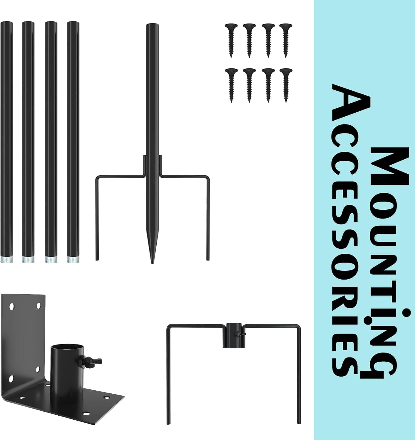 ERYTLLY Bird House Pole Mount Kit 80 Inch - Adjustable Hummingbird Bird Feeder Post Support Rod Universal Stand Set with 5 Prongs for Outdoor, Yard, Garden Decor, Black