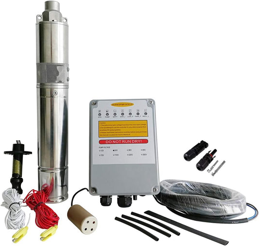3-Year Warranty Solar Water Pump 48V 540W | 3" Stainless Steel 316 Deep Well Pump for Boreholes | Solar Kit with Controller | PWS JS3-2.1-120