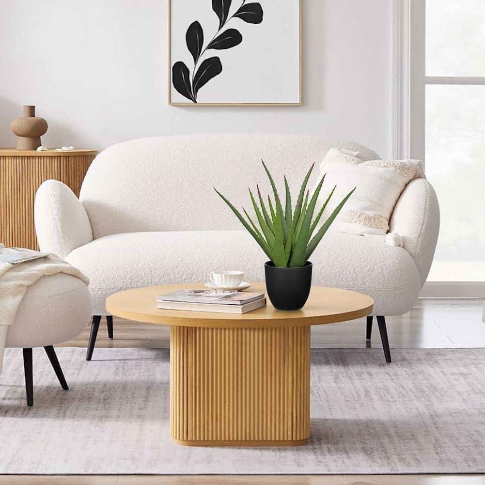 Large Fake Succulent Aloe Vera Plants 16.7 Inch Artificial Succulents with Black Pot Faux Aloe Potted Plant for Desk Modern Home Office Bedroom Living Room Table Shelf Decor