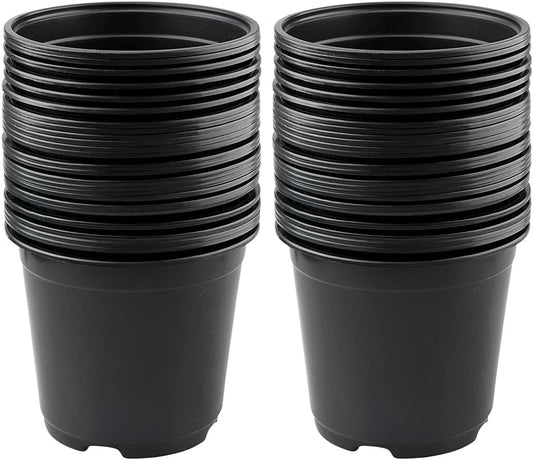 KINGLAKE 50 Pcs 6" Plastic Plants Nursery Seedlings Pots Flower Plant Container Seed Starting Pots Matte Black