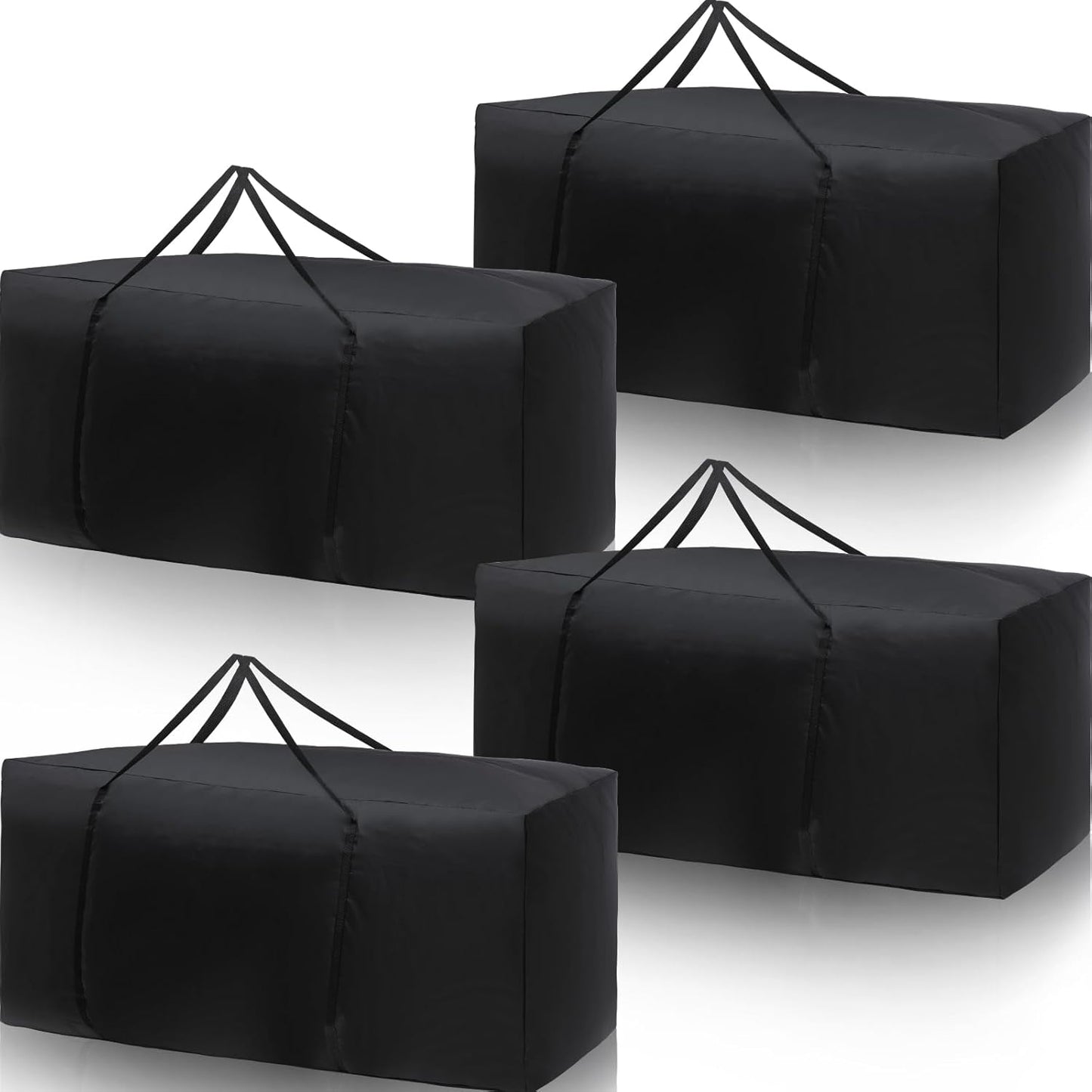 Silkfly 4 Pcs Patio Cushion Storage Bags 60" L x 20" W x 28" H Outdoor Cushion Storage Bag Extra Large Zippered Furniture Pillow Protective Storage Bag Black 420D Oxford Fabric Christmas Tree Storage