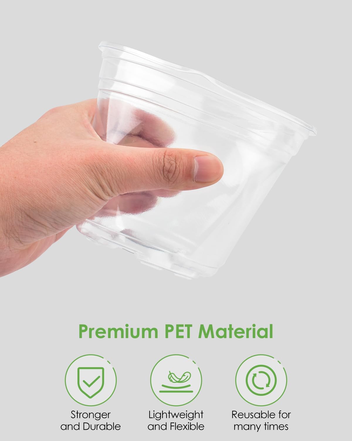 PACETAP 50Pack 4 Inch Reinforced Clear Nursery Pots with Drainage Holes, Variety Pack Plastic Plant Pots with 20 Plant Labels for Indoor Outdoor Flower Seed Starter